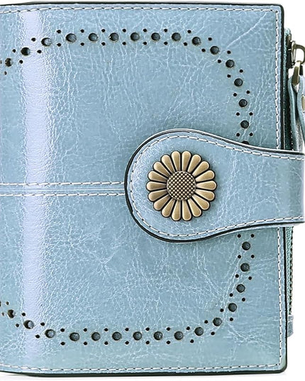 SENDEFN Small Womens Wallet Leather Bifold Card Holder RFID Blocking with Zipper Coin Pocket