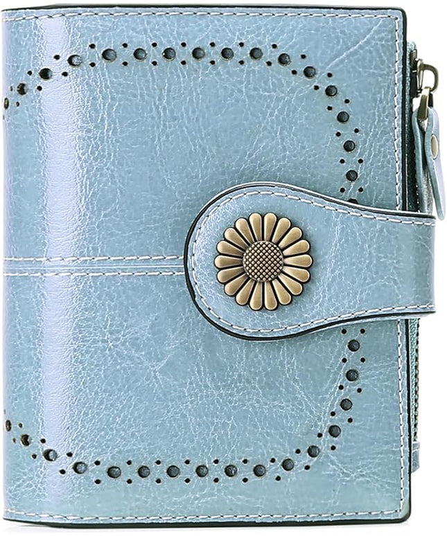 SENDEFN Small Womens Wallet Leather Bifold Card Holder RFID Blocking with Zipper Coin Pocket