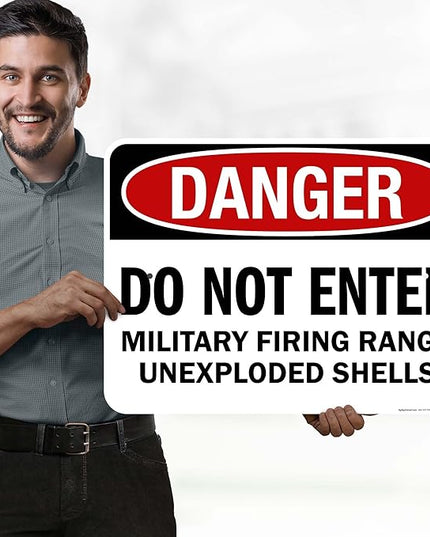 Danger Do Not Enter Military Firing Range Unexploded Shells Sign, 18x24 Inches, Rust Free .063 Aluminum, Fade Resistant, Made in USA by My Sign Center