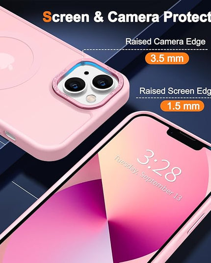 Hython Case for iPhone 13 Mini Case Magnetic Translucent Matte Phone Cases 5.4" [Compatible with MagSafe] Thin Slim Fit Shockproof Bumper Hard Protective Cover for Women Men Girls, Frosted Tender Pink