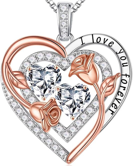 Iefil Christmas Gifts for Women - Sterling Silver Birthstone Necklace Anniversary Birthday Gifts for Her Wife Mom Daughter