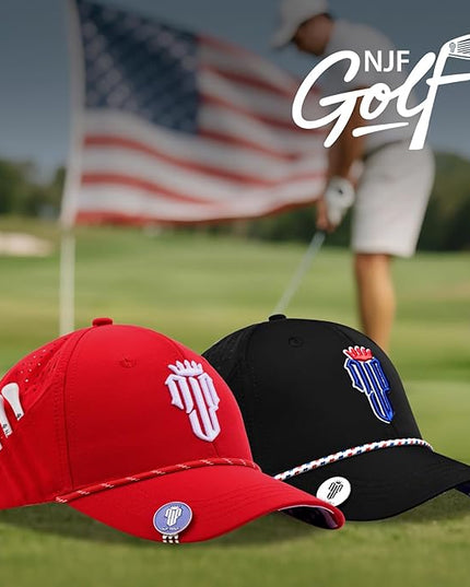 NJF Golf™ Hat Men - Breathable Mens Golf Hats, Adjustable Rope Snapback Cap, Convenient Cap with Tee Holder