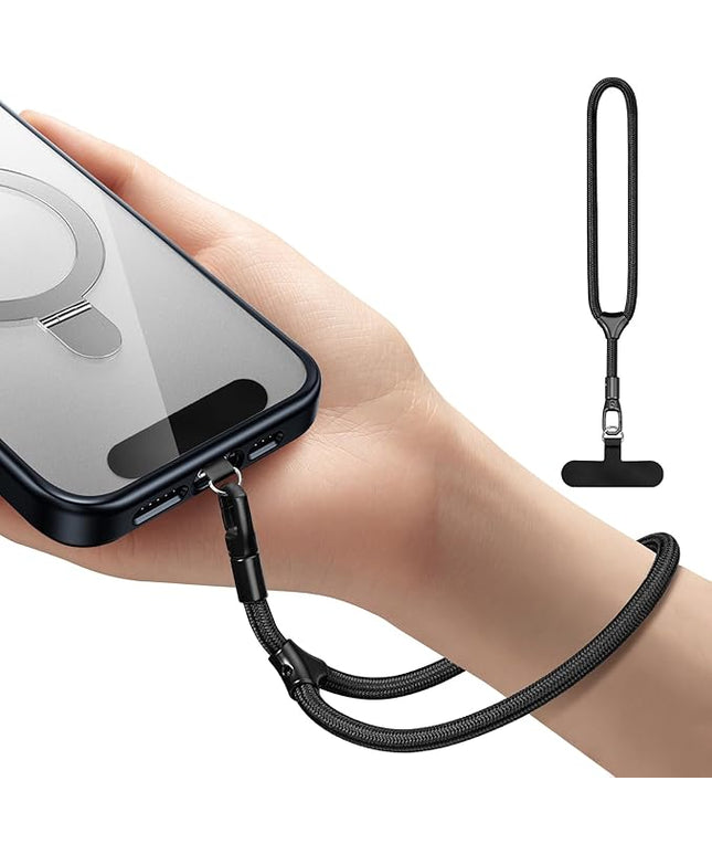 Dadanism Phone Wrist Strap, Universal Adjustable Hand Wrist Strap Lanyard for iPhone 16 and Most Smartphones, Multifunctional Patch Lanyard with Phone Tether Tab for Women and Men, Black