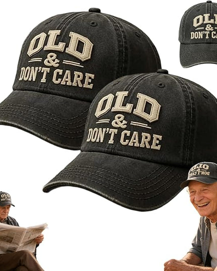 Old and Don't Care Hat, Vintage Distressed “Old & Don’T Care” Cap, Fun Adjustable Trucker Hats