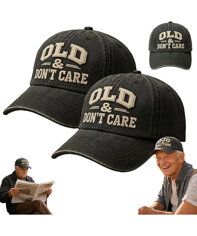 Old and Don't Care Hat, Vintage Distressed “Old & Don’T Care” Cap, Fun Adjustable Trucker Hats