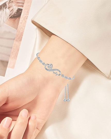 Desimtion Gifts for Women Mom, Infinity Love Bracelets for Women, Valentines Day Birthday Jewelry Gifts for Her Girls Girlfriend Mom Wife from Daughter Son