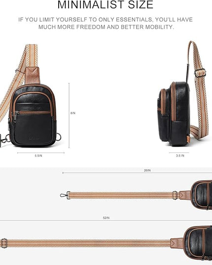 Sling Bag For Women Faux Leather Small Casual Daypack Backpack Fanny Pack Crossbody Chest Bags Purse