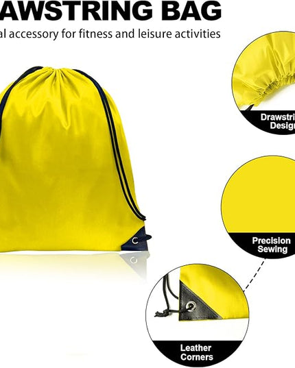 GoodtoU Drawstring Bags, Drawstring Backpack Nylon Backpack Draw String Bags Pack Bulk Cinch Sack Drawstring Gym Bag Drawstring Backpack for Sport, Traveling, Team (Yellow, 80Pcs)