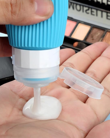 Travel Bottles for Toiletries, Tsa Approved 3oz Portable Travel Bottles, BPA Free Leak Proof Squeezable Silicone Travel Size Containers, Travel Accessories with Clear Toiletry Bag (4 Pack)