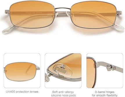 SOJOS Small Trendy Rectangle Sunglasses Womens Mens, Retro 80s 90s Y2k Chic Narrow Thin Skinny Sunnies SJ1187