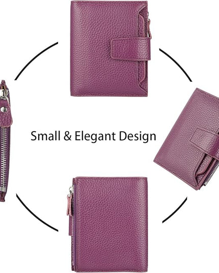 Lavemi Small Compact Women Wallet RFID Blocking Genuine Leather Bifold Purse with ID Windows