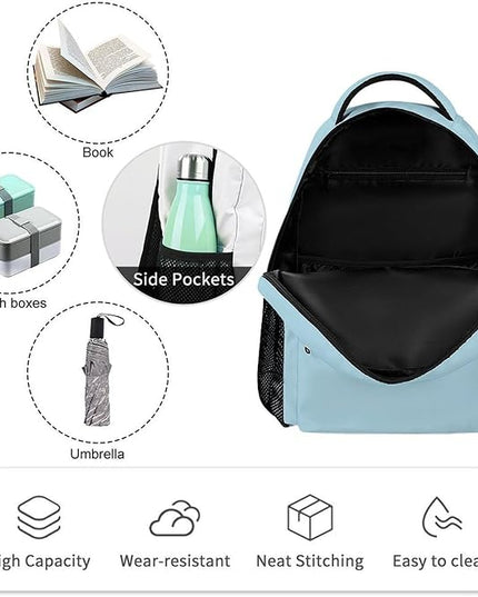 Fashion Light Blue Backpack Lightweight Large Capacity Laptop Daybag for Travel Work
