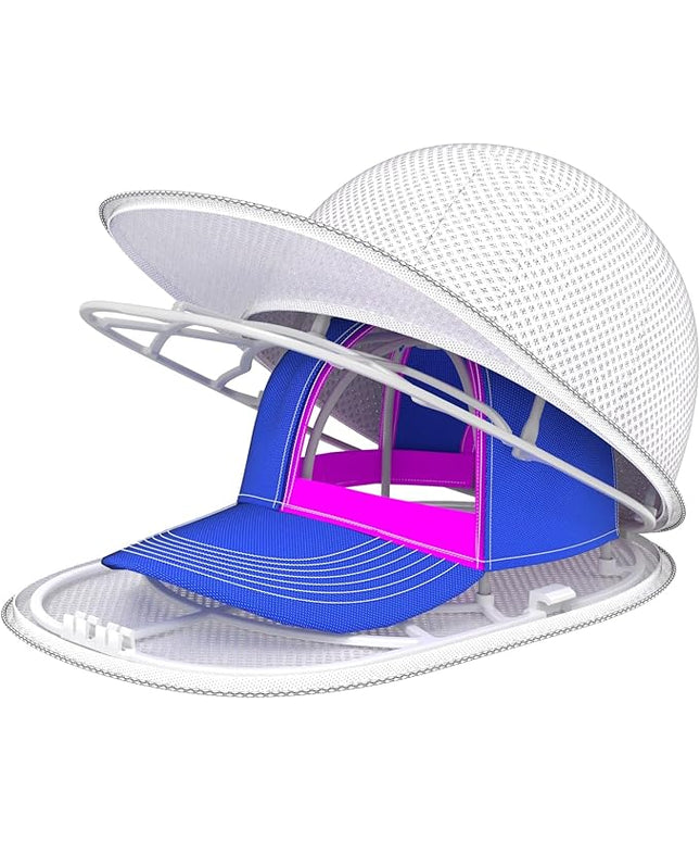 YEENOR Hat Washer Cage for Washing Machine - Baseball Cap Cleaner Rack, Ball Cap Washing, Dishwasher Safe, Perfect for Cleaning and Protecting Hats in Dishwasher (White 1 Pack with Bag)