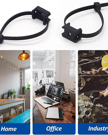Cable Zip Tie Mounts Kit - 240 Set Wire Cable Clips Organizer Holders with 8" Cable Ties, Saddle Type Mounts Base and Tapping Screw