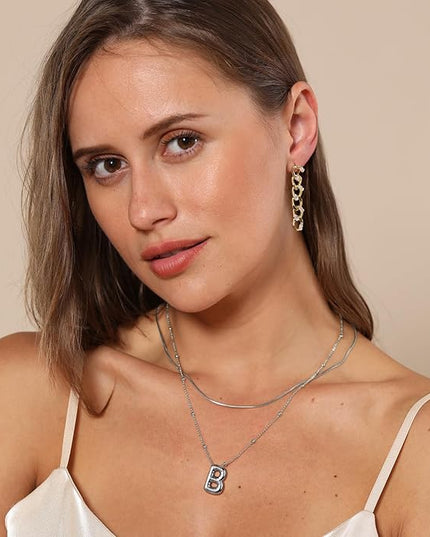 LUCA SMITH Initial Necklaces for Women, Dainty Balloon Bubble Letter, Name Letter Alphabet Pendant Layered Choker Chain Jewelry Gift