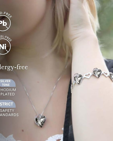 Leafael Infinity Love Heart Link Bracelets, Birthstone or Healing Stone Crystal Bracelet for Women, Silver Tone Jewelry Gifts for Her, 7-inch Chain and 2-inch Extender