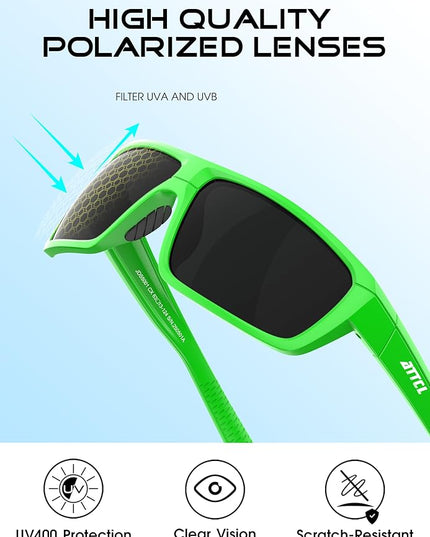 ATTCL Polarized Sunglasses Men for Fishing: UV Protection Lightweight TR90 Sports Wrap Sun Glasses Driving Golf Running