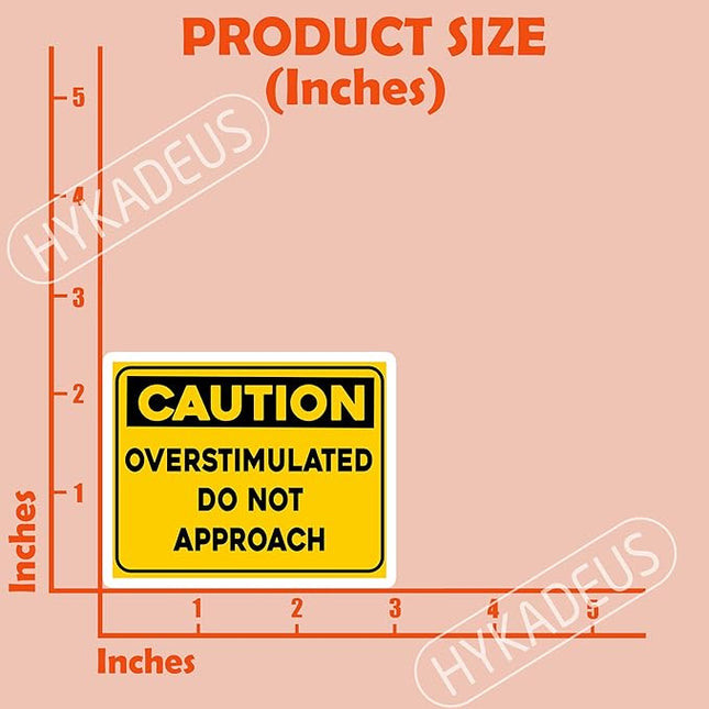 (3Pcs) Caution Overstimulated Do Not Approach Sticker Funny Warning Sign Stickers Sarcastic Emotion Humor Vinyl Decals for Laptop, Water Bottle, Tumbler, Book, Desk, 3" x 2.4"