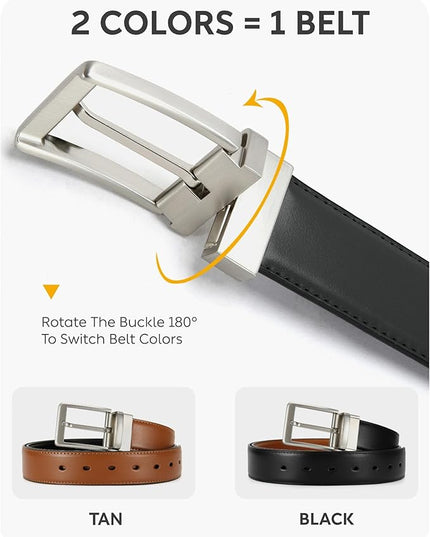 CHAOREN Reversible Belt Men 1 Piece - 1.25" Leather Dress Belt - Trim to Fit for Elegant Style