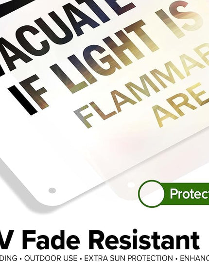 Danger Evacuate Immediately If Light is Flashing Flammable Vapors are Present Sign, 10x14 Inches, Rust Free .040 Aluminum, Fade Resistant, Made in USA by My Sign Center