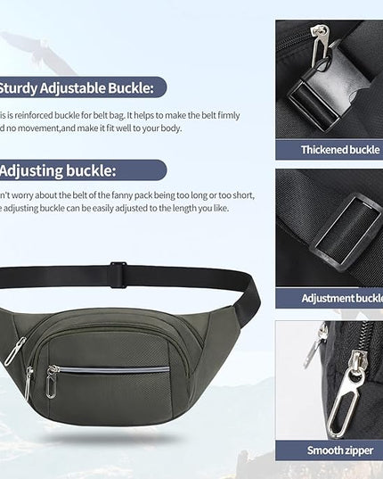 DAITET Crossbody Fanny Pack for Men&Women,Large Waist Bag & Hip Bum Bag with Adjustable Strap for Outdoors Workout Traveling Casual Running Hiking Cycling