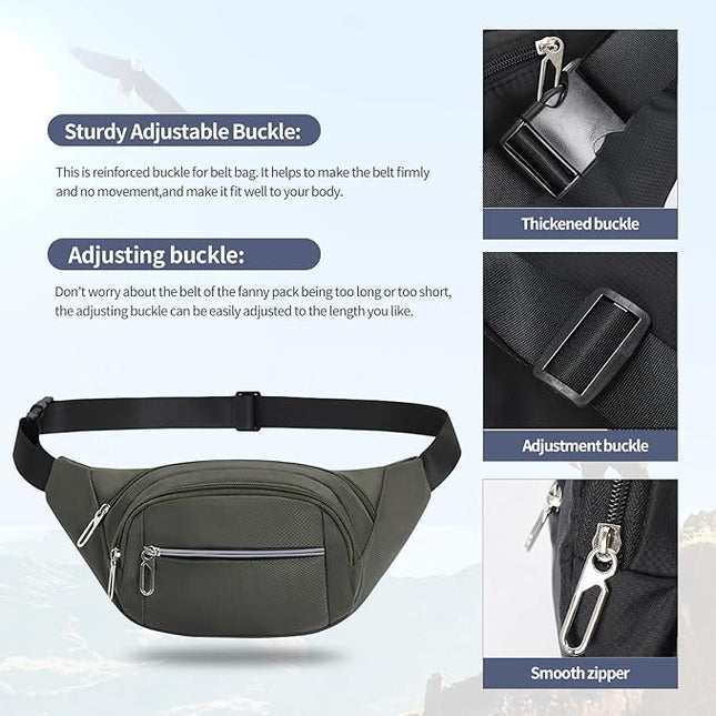DAITET Crossbody Fanny Pack for Men&Women,Large Waist Bag & Hip Bum Bag with Adjustable Strap for Outdoors Workout Traveling Casual Running Hiking Cycling