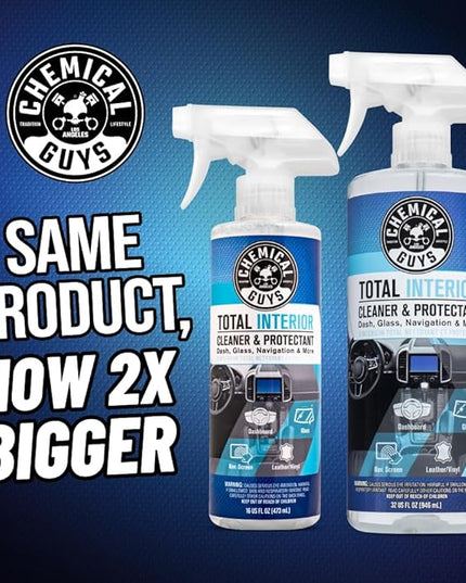 Chemical Guys Total Interior Cleaner & Protectant – Chemical Guys Interior Cleaner, Cleans & Protects Leather, Vinyl, Plastic, Rubber, Glass with a Streak-Free Finish — Cars, Trucks, SUVs, RVs, 32 oz