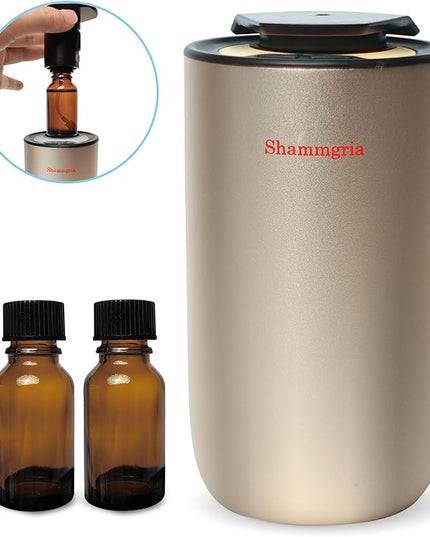 Car Air Diffuser Essential Oil Aromatherapy Scent Diffuser with 3 Mist Levels & LED Lights for Car, Room, Studio, Office- Champagne