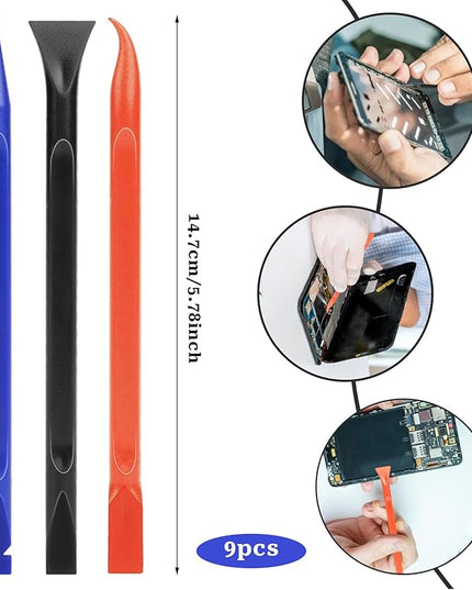 Carbon Fiber Plastic Scraper, 9 PCS Small Scraper Tool Plastic Scraper Tool Multi-Purpose Scraper Pen-Shaped Scraper Tool Non-Scratch Cleaning Tool for Tight Spaces, Kitchen, Crevices, Food, Paint