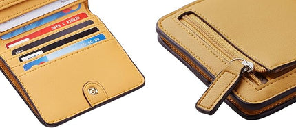 Toughergun Women’s Small Slim Leather Wallet with RFID Protection, Compact Bifold Mini Purse with Clear ID Window