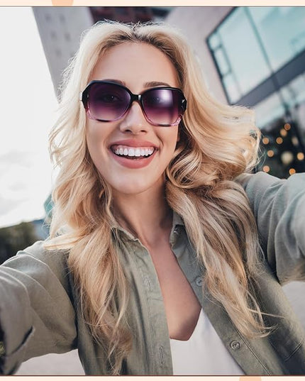 DragonflyDreams 4 Pcs Women Large Sunglasses, UV 400 Glasses Oversized Classic Trend Ladies Sunglasses Sparkling Large Frame