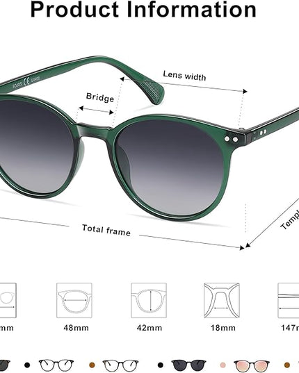 SOJOS Small Round Classic Polarized Sunglasses for Women Men Vintage Style UV400 Lens MAY SJ2113
