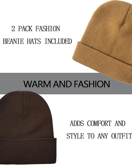 ZOORON 1&2 Pack Beanie for Men Women Slouchy Beanie Hats Winter Knit Caps Soft Ski Hat Unisex