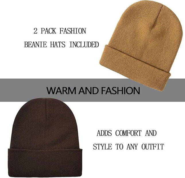 ZOORON 1&2 Pack Beanie for Men Women Slouchy Beanie Hats Winter Knit Caps Soft Ski Hat Unisex