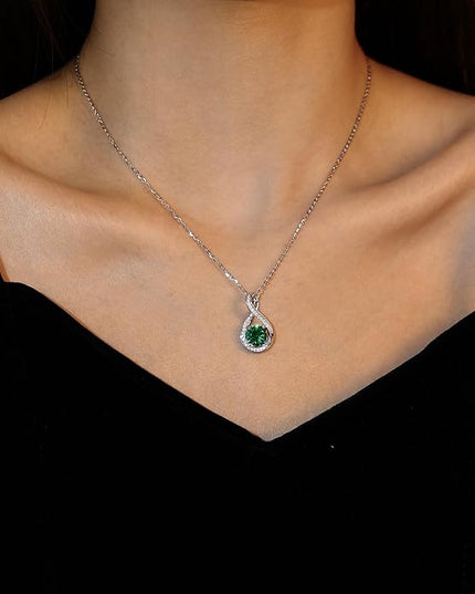 FANCIME Birthstone Necklaces for Women Fine Jewelry Sterling Silver Infinity Pendant Anniversary Birthday Gifts for Her Women Wife Mom Lady Daughter, Chain 16"+2" Extend