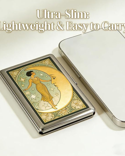Vintage - Style Versatile Card & Cash Case With RFID Protection, Durable Metal Slim Wallet Blunt Case Blocking Card Holder for Women Men Credit ID Business Cards (#D)
