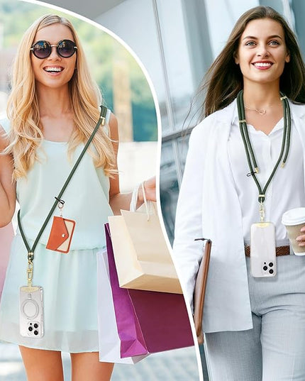 Adjustable Anti-Theft Phone Lanyard Neck & Crossbody Strap with 0.2mm Metal Tab & Comfort-Fit 8mm Rope(Dark Green)