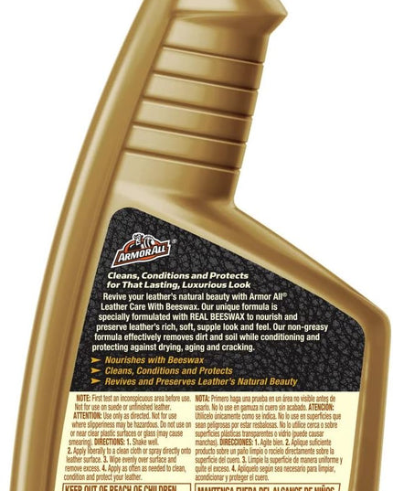 Armor All Car Leather Cleaner Spray, Beeswax Leather Care Spray for Cars, Trucks, Motorcycles, 16 Oz Each