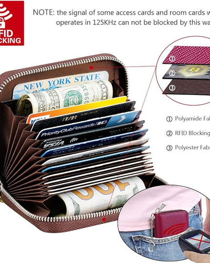 FurArt Zipper Wallet Women, RFID Blocking Credit Card Wallet, Business Card Holder, Compact Size KeyChain Wallet
