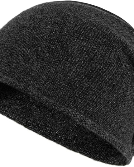 Villand 100% Cashmere Slouchy Beanie Hat for Women, Knitted Ladies Soft Warm Cashmere Skull Beanies Cap