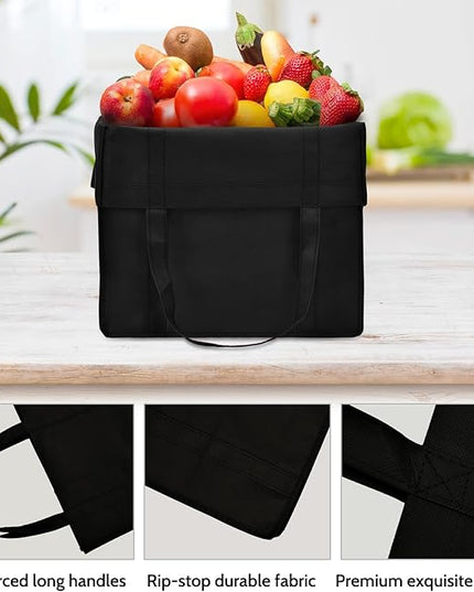 JERIA 24-Pack Reusable Grocery Bags，Large Washable Foldable Shopping Bags，Heavy Duty Tote Bags with Reinforced Handles