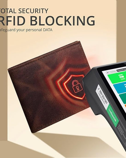 Oak Leathers Slim Leather Wallet for Men - RFID Blocking Slim Minimalist Front Pocket - Thin & Stylish with ID Window, Gift For Men (Mocha)