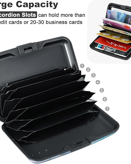 ELFISH Mini RFID Aluminum Wallet Credit Cards Holder Business Card Case Metal ID Case for Men Women（Blue Purple Marble