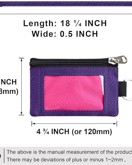 Minimalist RFID Blocking Small Wallet with ID Window,WaterResistant Zip Id Case Wallet with Lanyard Keychain for Cards,Cash,Travel,Women,Men