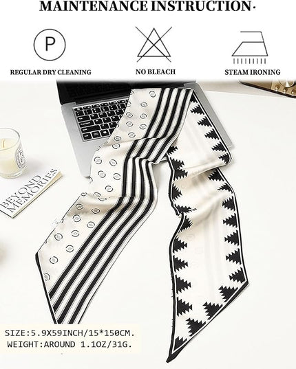 Head Scarf Purse Handle Neck Satin Hair Scarfs For Bag Lightweight Silky Long Thin Women's Fashion Scarves 59 * 5.9”