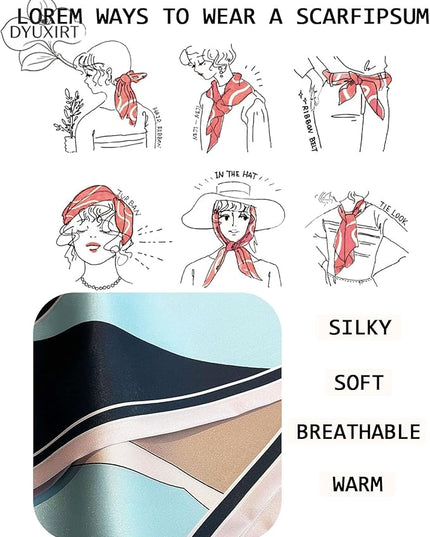 Head Scarf Purse Handle Neck Satin Hair Scarfs For Bag Lightweight Silky Long Thin Women's Fashion Scarves 59 * 5.9”
