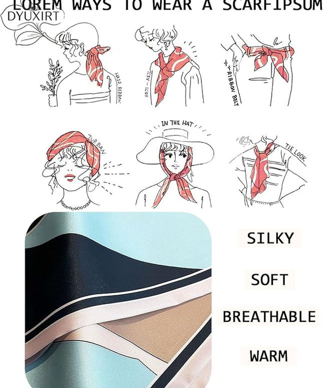 Head Scarf Purse Handle Neck Satin Hair Scarfs For Bag Lightweight Silky Long Thin Women's Fashion Scarves 59 * 5.9”