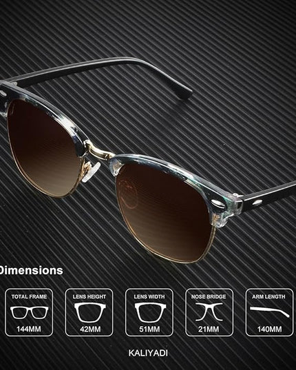 KALIYADI Polarized Sunglasses for Men and Women Semi-Rimless Frame Driving Sun glasses UV Blocking