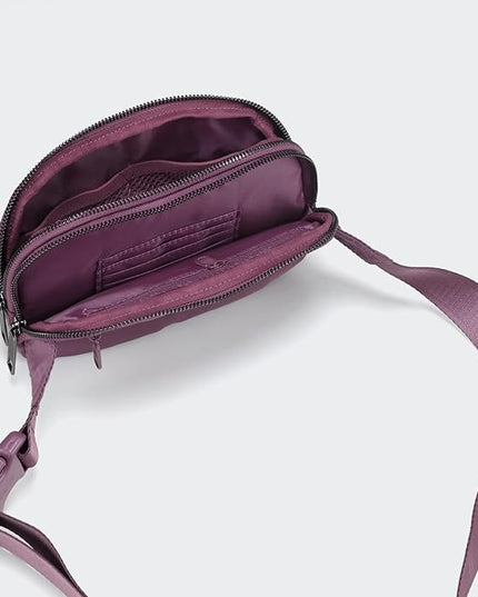 Pander Everywhere Belt Bag for Women, 5 Zipper Pockets Nylon Crossbody Fanny Pack Purse (Purple Lavender)