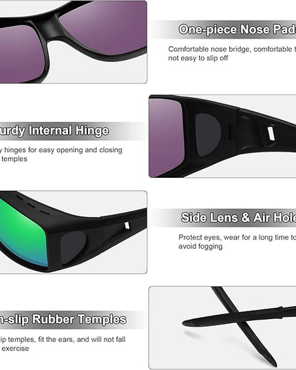 MEETSUN Fit Over Glasses Sunglasses for Men Women,Wrap Around Sunglasses Polarized UV400 Protection